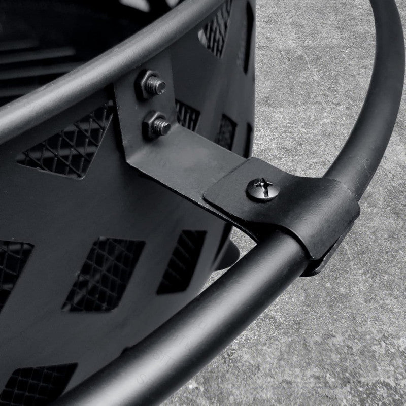 HEAVY DUTY OUTDOOR ROUND FIRE PIT BBQ GRILL WITH MESH LID WOOD CHARCOAL BURNING