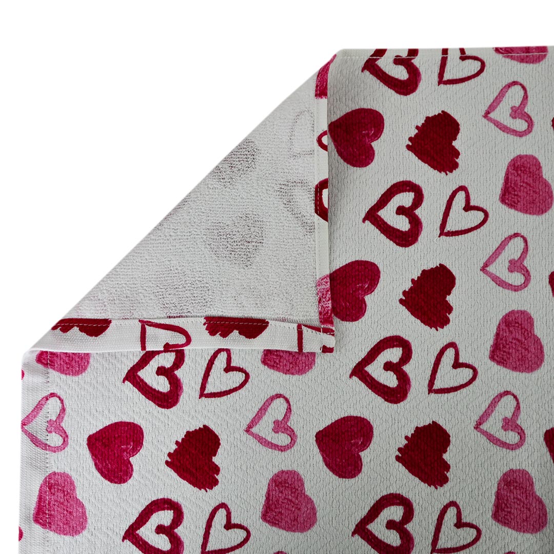 Heart Printed Luxury 100% Cotton Kitchen Towel In Pink Color – (19″ x 29″)