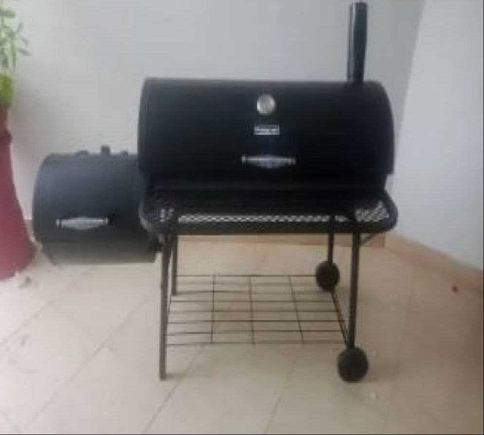 BBQ CHARCOAL GRILL WITH OFFSET SMOKER 2 WHEELS OUTDOOR PIT GRILL FOR GARDEN TERRACE CAMPING BEACH