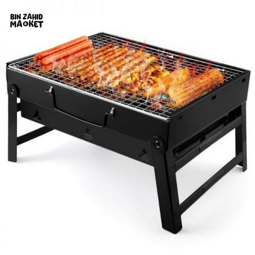 PORTABLE CHARCOAL BBQ GRILL FOLDING BLACK BARBECUE GRILL FOR PICNIC CAMPING OUTDOOR COOKING