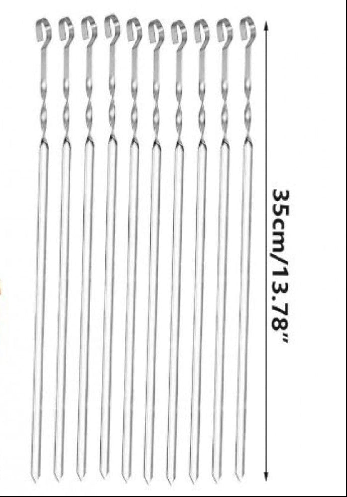10 PIECES  PREMIUM STAINLESS STEEL BARBECUE SKEWERS SET