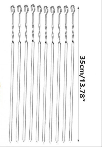 10 PIECES  PREMIUM STAINLESS STEEL BARBECUE SKEWERS SET