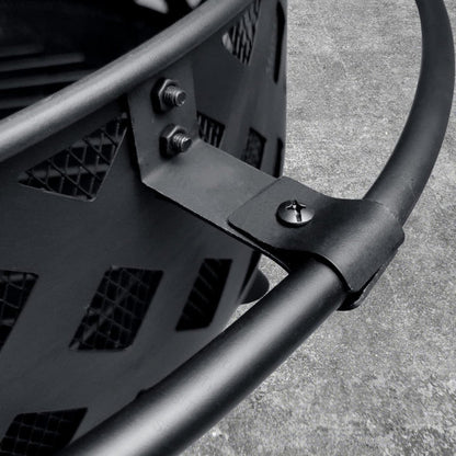 HEAVY DUTY OUTDOOR ROUND FIRE PIT BBQ GRILL WITH MESH LID WOOD CHARCOAL BURNING
