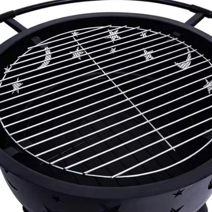 ROUND BONFIRE BBQ FIREPIT WOOD BURNING OUTDOOR GRILL PATIO BACKYARD CAMPING