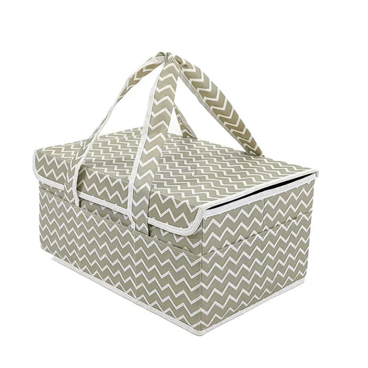 Baby Diaper Caddy Organizer With Lid-Wavy