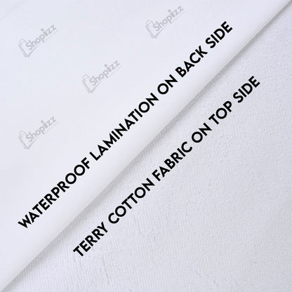 Terry Cotton Waterproof Mattress Protector In White Color With Elastic Fitting
