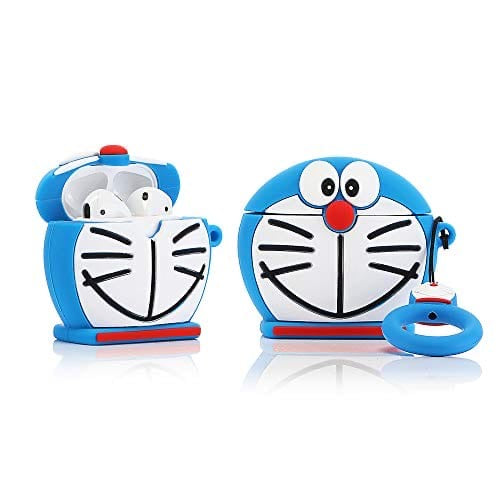 Blue Cartoon Cat AirPods Cover