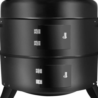 3-IN-1 VERTICAL CHARCOAL SMOKER BBQ GRILL 16 INCH SEPARABLE COMBO