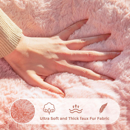 Bean Bag Chair for Adults, Floral Shaped Bean Bag Sofa | Ultra Soft Faux Fur Floor Sofa, Large Reading Chair for Living Room Bedroom, Pink, Single