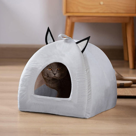 Soft Velvet Stuff Dome Shaped Portable House For Pets