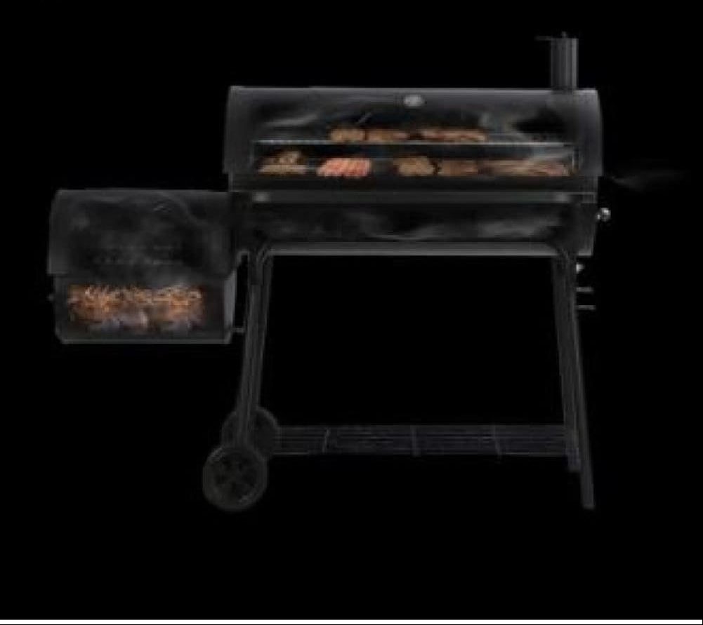 BBQ CHARCOAL GRILL WITH OFFSET SMOKER 2 WHEELS OUTDOOR PIT GRILL FOR GARDEN TERRACE CAMPING BEACH