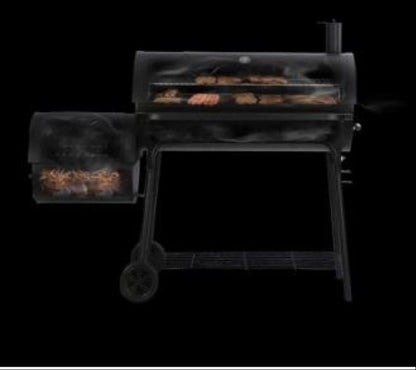 BBQ CHARCOAL GRILL WITH OFFSET SMOKER 2 WHEELS OUTDOOR PIT GRILL FOR GARDEN TERRACE CAMPING BEACH