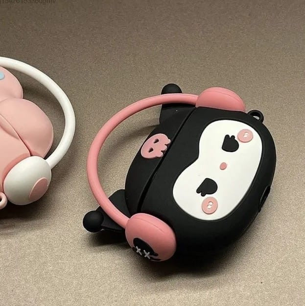 Black & Pink Cartoon Headphones AirPods Cover