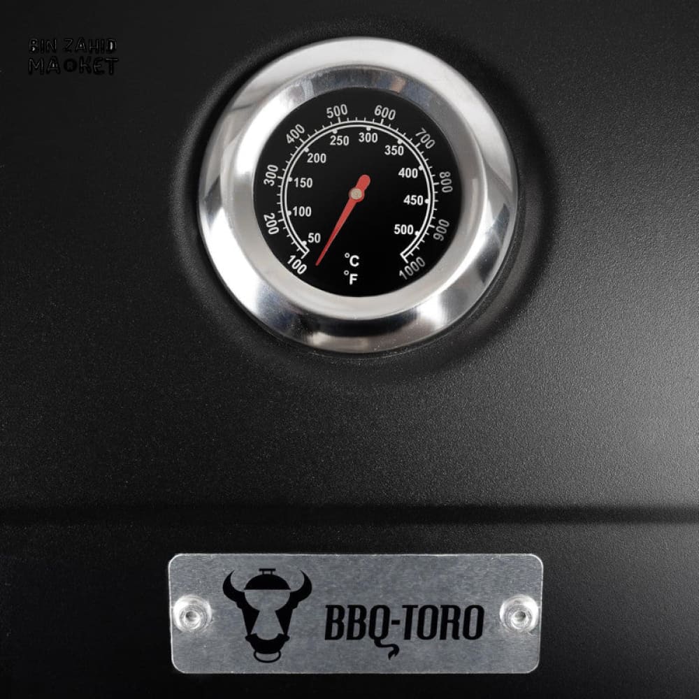CHARCOAL BBQ GRILL TROLLEY WITH ADJUSTABLE COAL TRAY & THERMOMETER