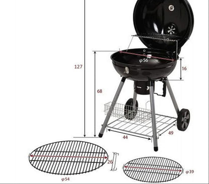 CHARCOAL KETTLE BBQ GRILL 22.5 INCH WITH LID PORTABLE OUTDOOR BBQ GRILL FOR PICNIC CAMPING TERRACE GARDEN