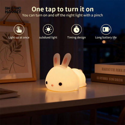 CUTE SILICONE LED NIGHT LIGHT USB RECHARGEABLE TOUCH CONTROL - LOVELY BUNNY