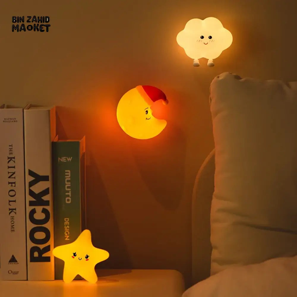 CUTE SILICONE LED NIGHT LIGHT USB RECHARGEABLE TOUCH CONTROL - STICKY CLOUD