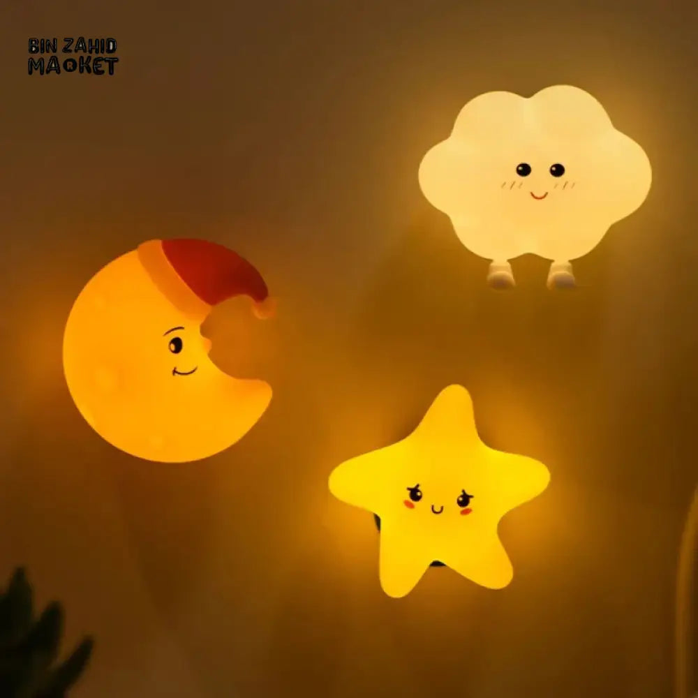 CUTE SILICONE LED NIGHT LIGHT USB RECHARGEABLE TOUCH CONTROL - STICKY MOON