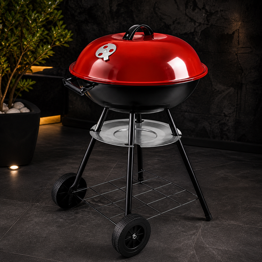 22 INCH BBQ CHARCOAL KETTLE GRILL WITH LID & WHEELS