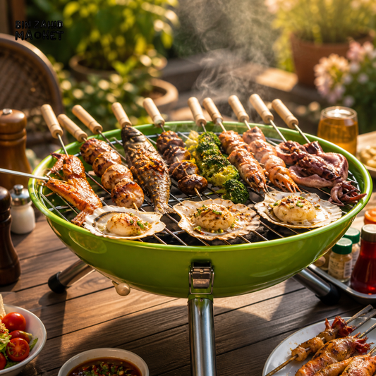 FOOTBALL SHAPE PORTABLE CHARCOAL BBQ GRILL