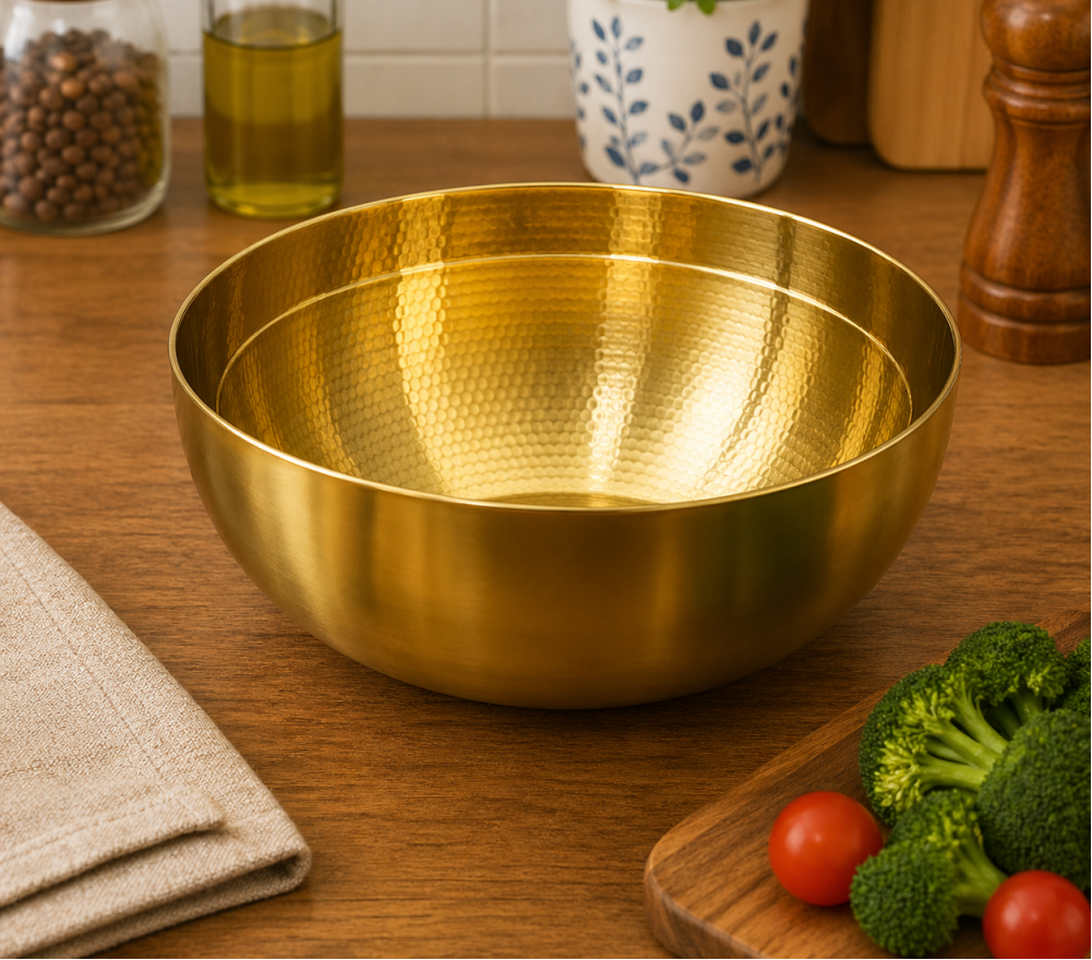 GOLDLUXA GOLDEN GRAVY BOWL PREMIUM STAINLESS STEEL SERVING BOWL KITCHEN DINING SERVEWARE 25 CM