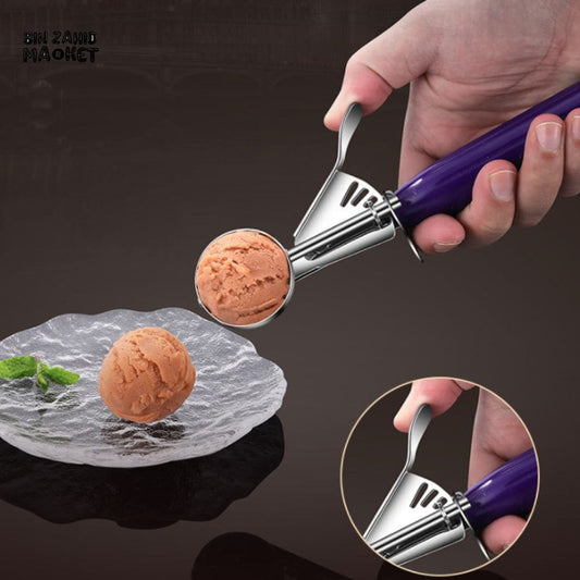 HIGH-QUALITY STAINLESS STEEL ICE CREAM SCOOP WITH PRESSURE RELEASE HANDLE
