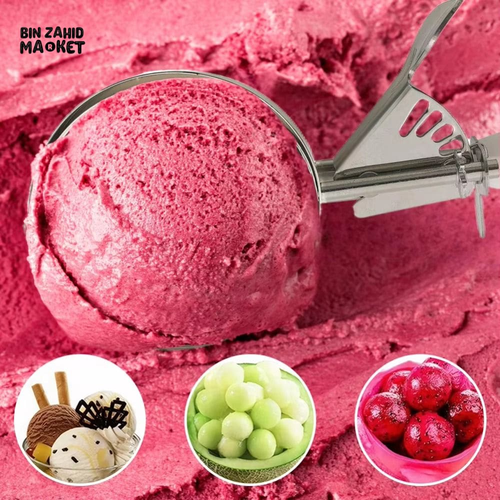 HIGH-QUALITY STAINLESS STEEL ICE CREAM SCOOP WITH PRESSURE RELEASE HANDLE