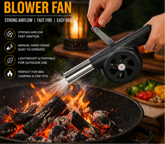 MANUAL BARBECUE BLOWER BBQ FAN FOR OUTDOOR CAMPING & PARTY