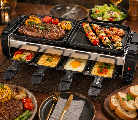 MULTI-FUNCTION ELECTRIC BBQ GRILL WITH HOT PLATES