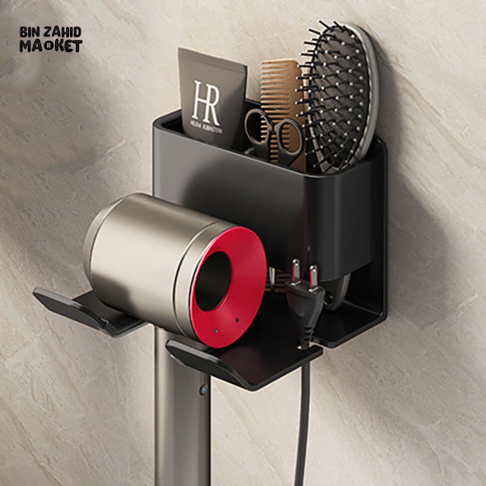 MULTIFUNCTIONAL WALL MOUNT HAIR DRYER & BATHROOM ORGANIZER