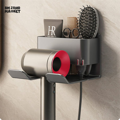 MULTIFUNCTIONAL WALL MOUNT HAIR DRYER & BATHROOM ORGANIZER