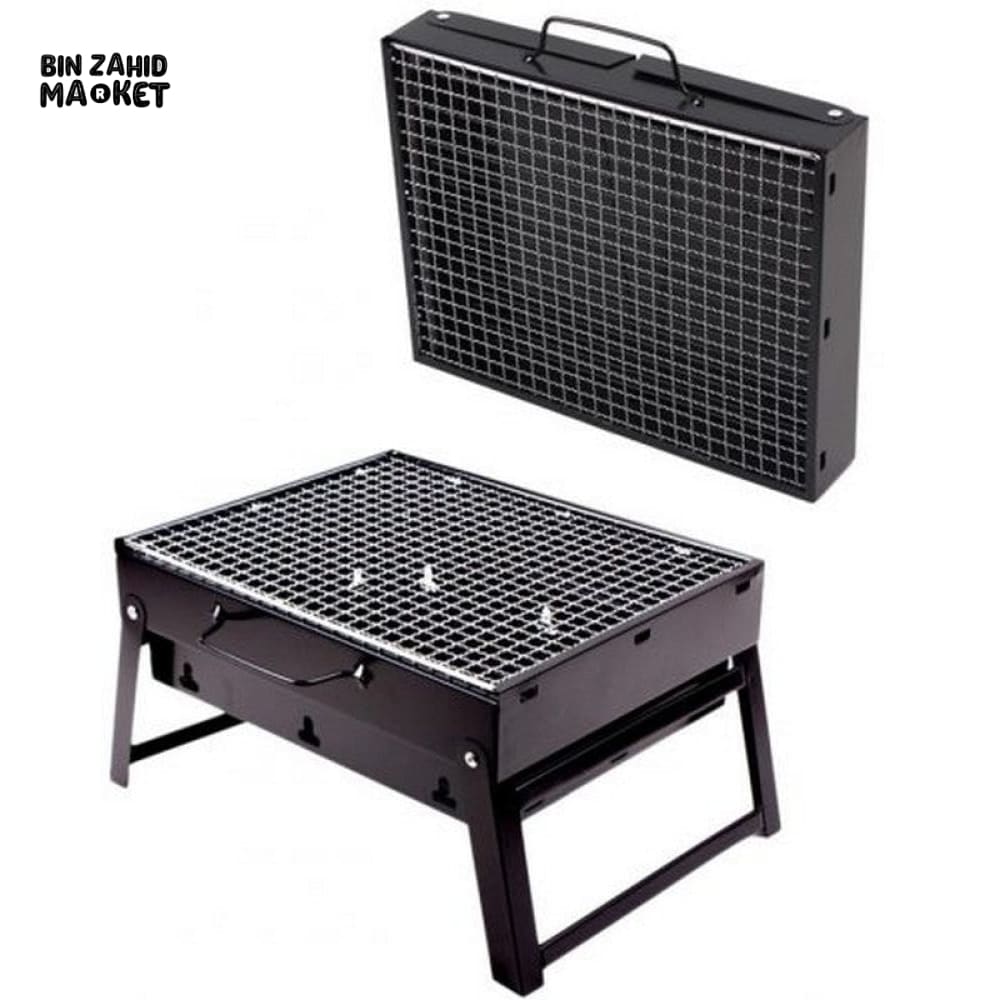 PORTABLE CHARCOAL BBQ GRILL FOLDING BLACK BARBECUE GRILL FOR PICNIC CAMPING OUTDOOR COOKING