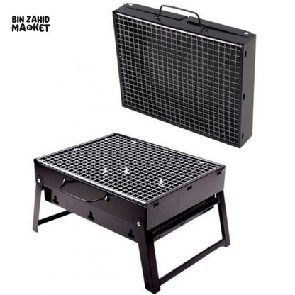 PORTABLE CHARCOAL BBQ GRILL FOLDING BLACK BARBECUE GRILL FOR PICNIC CAMPING OUTDOOR COOKING