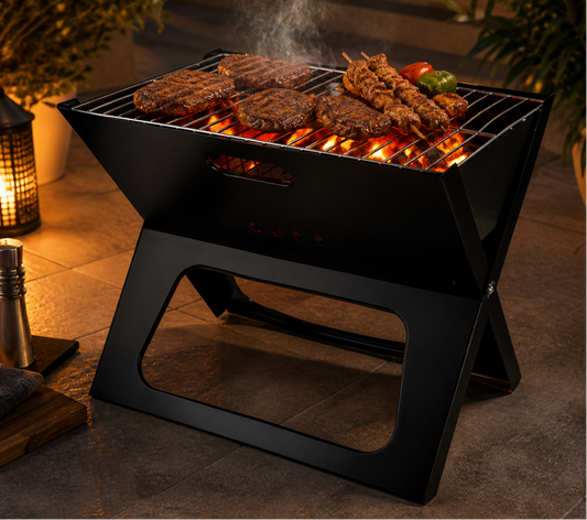 PORTABLE FOLDING BBQ CHARCOAL GRILL