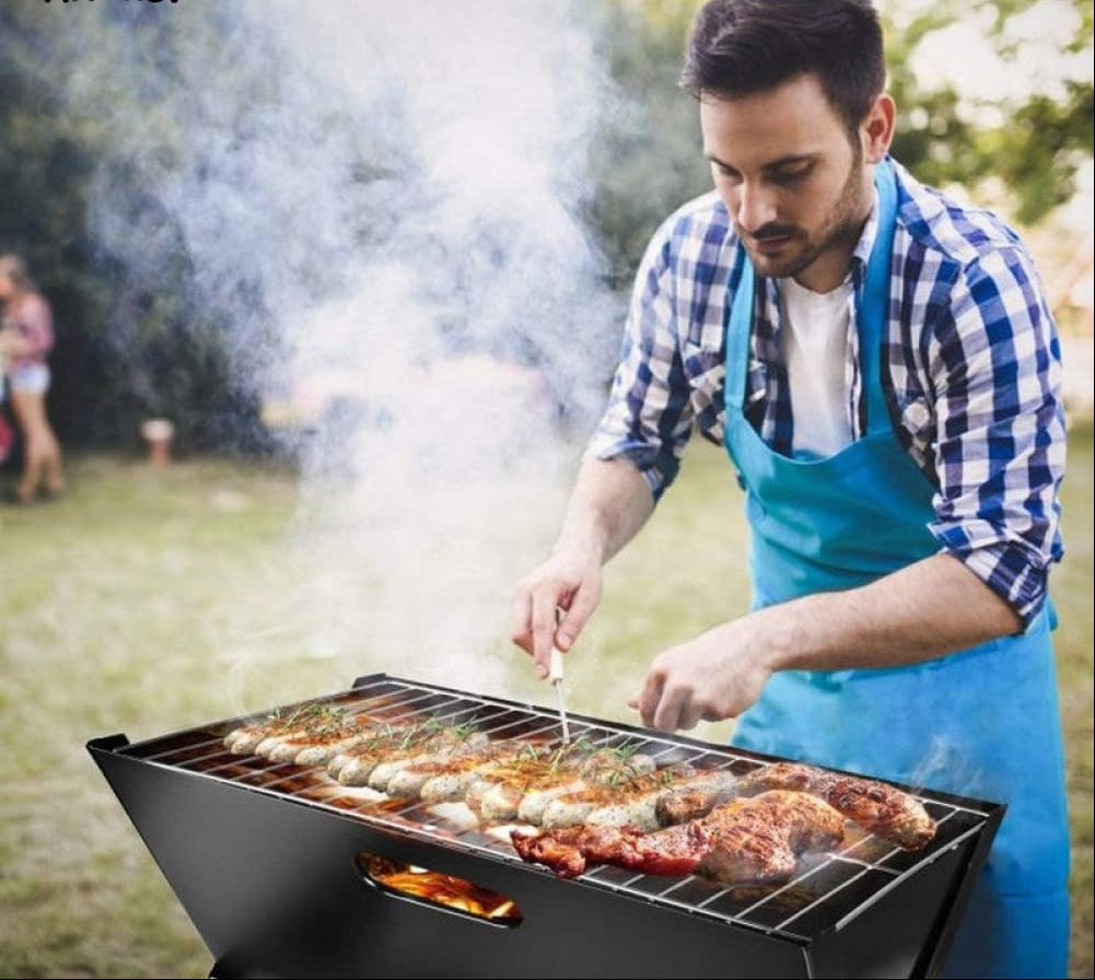 PORTABLE FOLDING BBQ CHARCOAL GRILL
