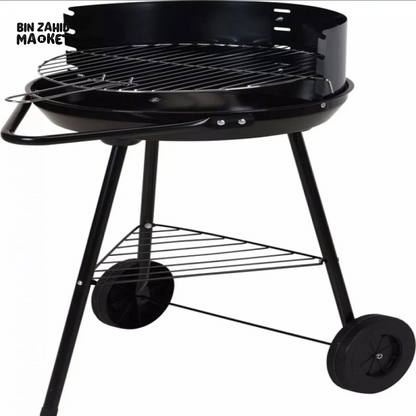 PORTABLE ROUND CHARCOAL BBQ GRILL WITH WHEELS