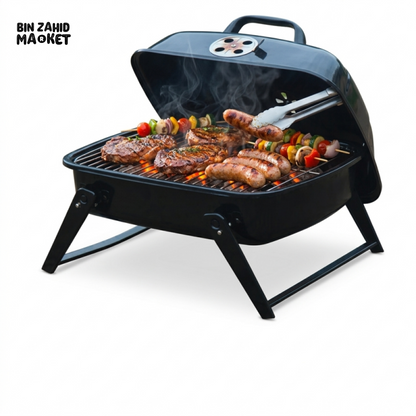 PORTABLE TABLETOP CHARCOAL BBQ GRILL & CAMPFIRE RACK