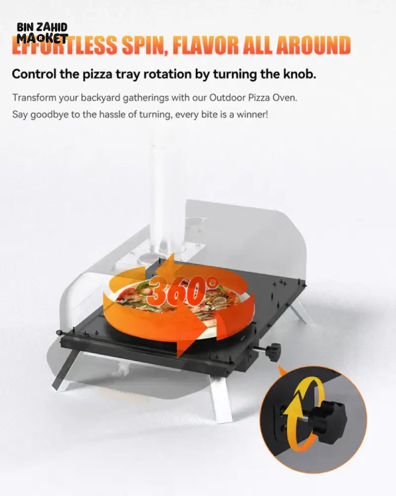 PORTABLE WOOD CHARCOAL FIRED PIZZA OVEN BLACK ENAMEL OUTDOOR BBQ OVEN FOR GARDEN CAMPING