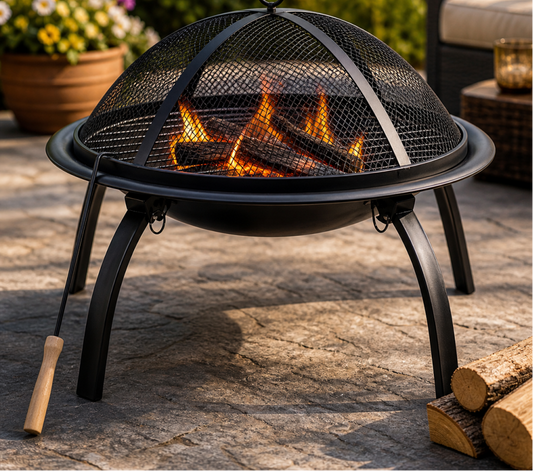 PREMIUM 2-IN-1 FIRE PIT & BBQ GRILL WITH POKER - 56x56x49 CM