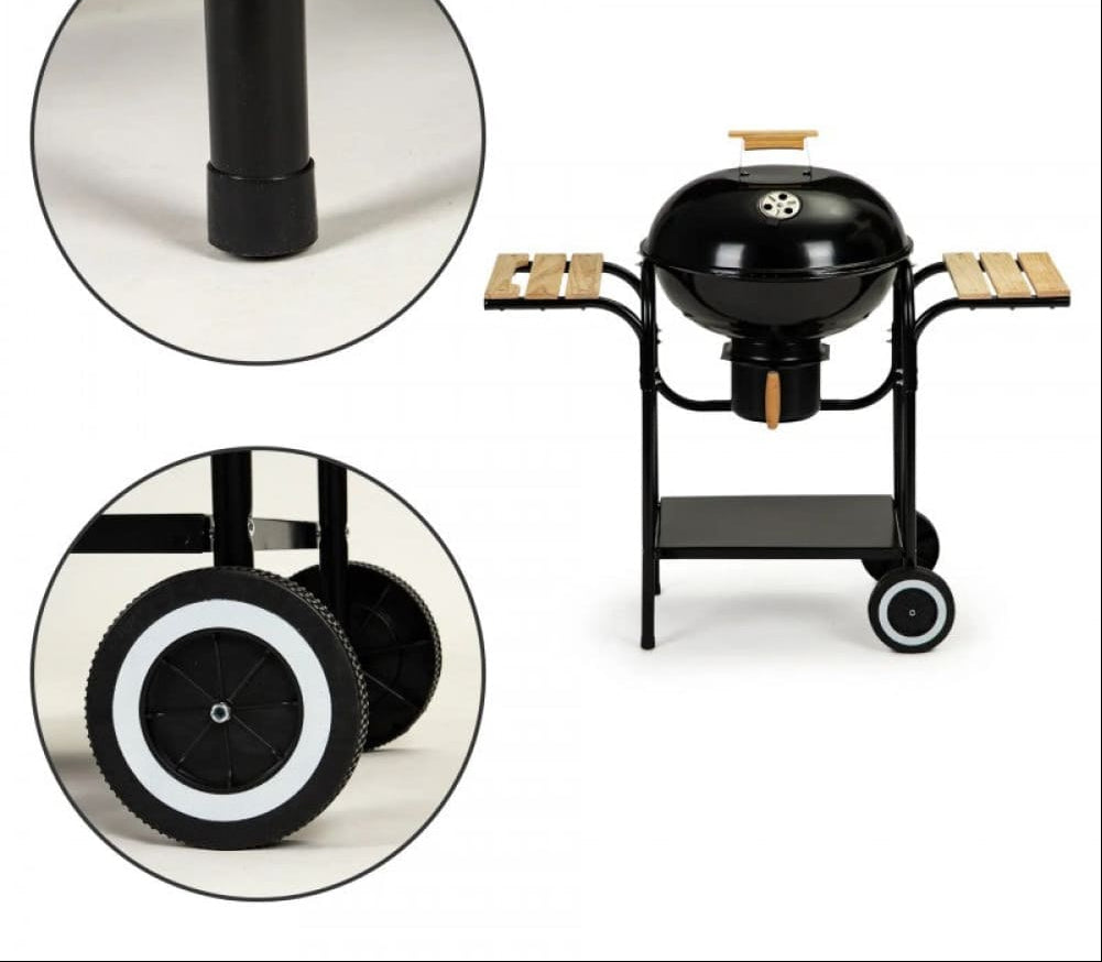 PREMIUM CHARCOAL KETTLE BBQ GRILL WITH SIDE TABLES