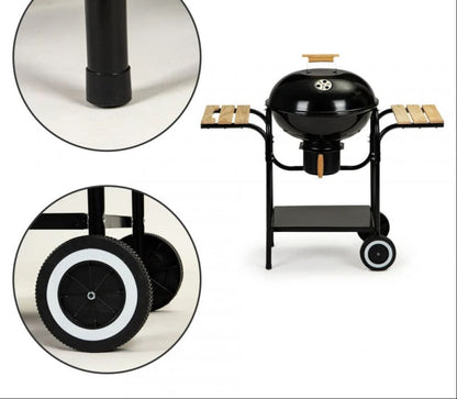 PREMIUM CHARCOAL KETTLE BBQ GRILL WITH SIDE TABLES