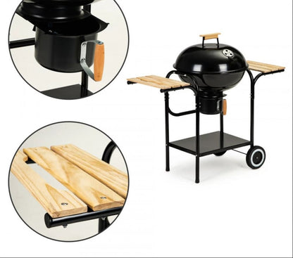 PREMIUM CHARCOAL KETTLE BBQ GRILL WITH SIDE TABLES