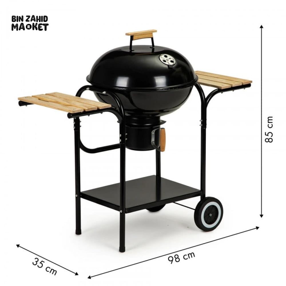 PREMIUM CHARCOAL KETTLE BBQ GRILL WITH SIDE TABLES