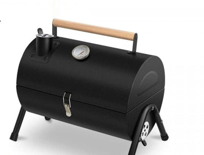 PREMIUM CYLINDER CHARCOAL BBQ SMOKER GRILL WITH WOODEN HANDLE