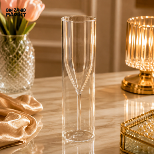 PREMIUM DOUBLE WALL CRYSTAL GLASS FLUTE – LUXURY AESTHETIC SERVING GLASS