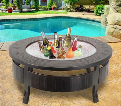 PREMIUM OUTDOOR CAST IRON FIRE PIT BBQ GRILL ROUND FIRE BOWL