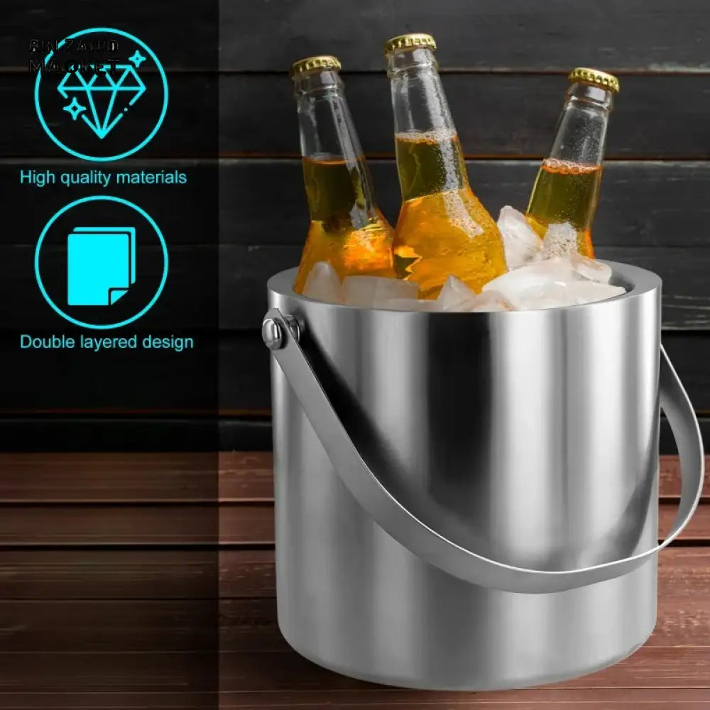 PREMIUM STAINLESS STEEL ICE BUCKET SET WITH TONGS