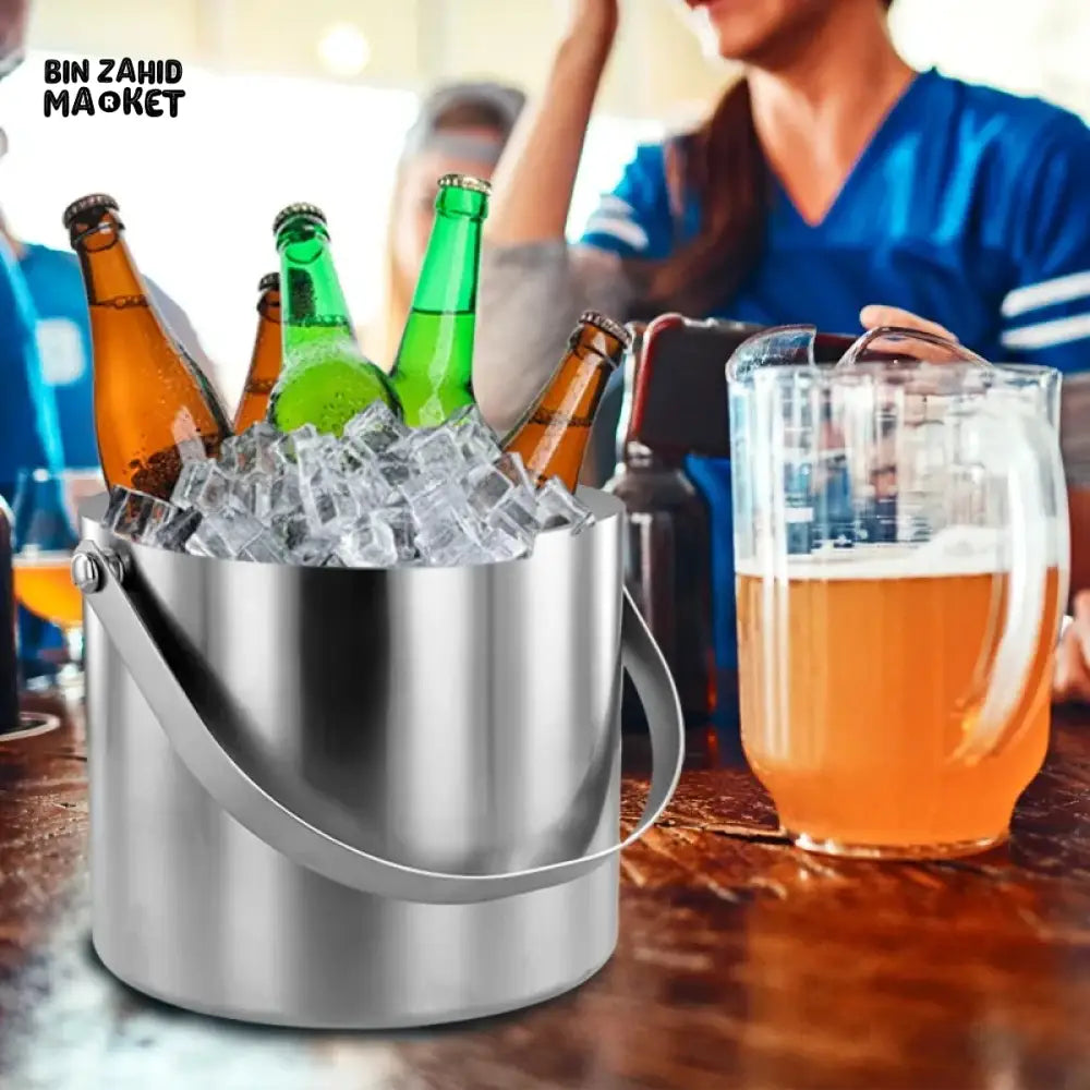 PREMIUM STAINLESS STEEL ICE BUCKET SET WITH TONGS