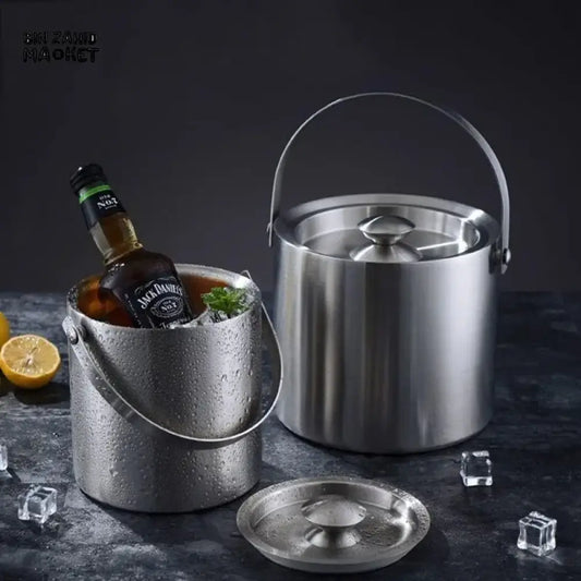 PREMIUM STAINLESS STEEL ICE BUCKET SET WITH TONGS