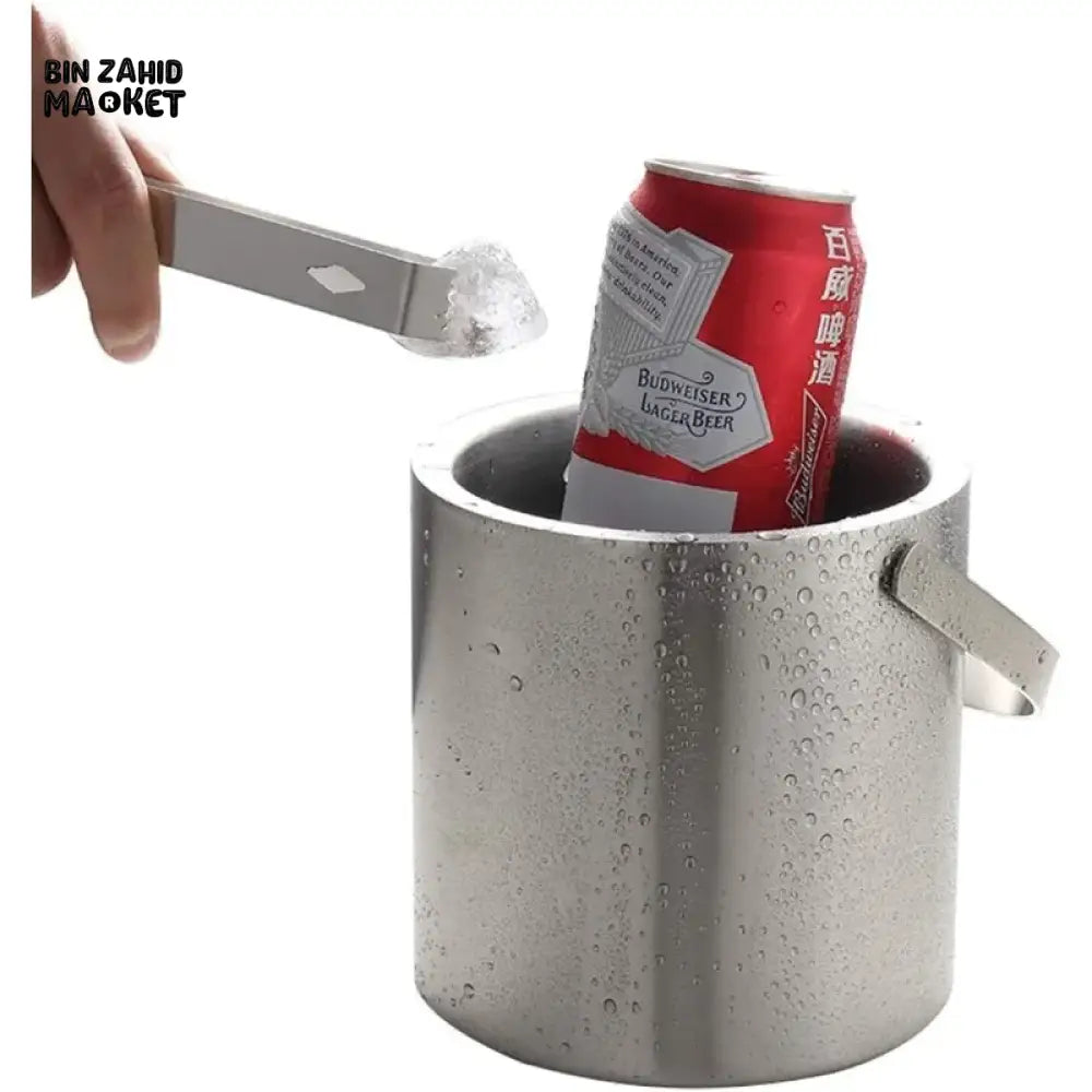 PREMIUM STAINLESS STEEL ICE BUCKET SET WITH TONGS